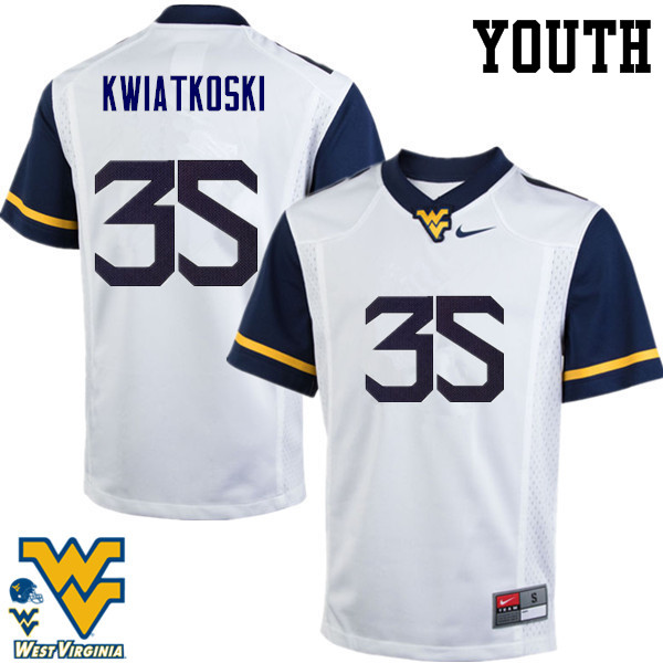 NCAA Youth Nick Kwiatkoski West Virginia Mountaineers White #35 Nike Stitched Football College Authentic Jersey AG23V76NZ
